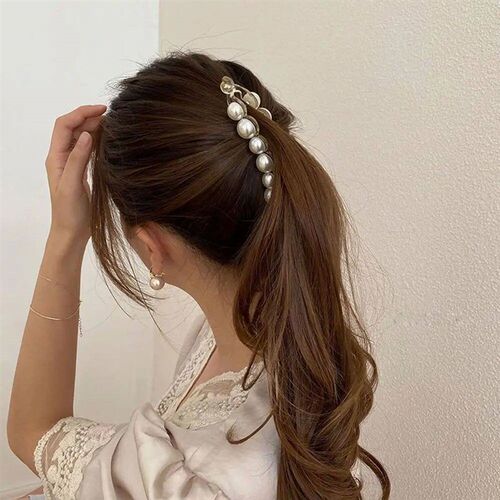 1Pc Women Pearl Banana Hair Clips Claws for Lady Adult Hair
