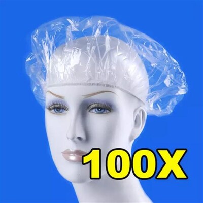100pcs Disposable Shower Caps Hat Clear Bathing Shower Cap