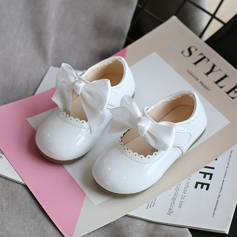 Spring Autumn Baby Girls Shoes Cute Bow Patent Leather Princ