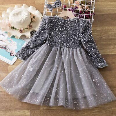 Sequin Girls Princess Party Dresses for 3-8 Yrs Kids Birthda