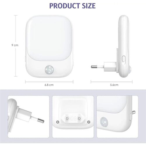 1pc/2pcs EU Plug in LED Motion Sensor Night Lights for Kids