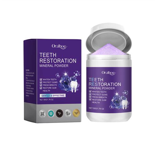 ORALHOE Purple Teeth Cleaning Powder - Gentle Care for Clean