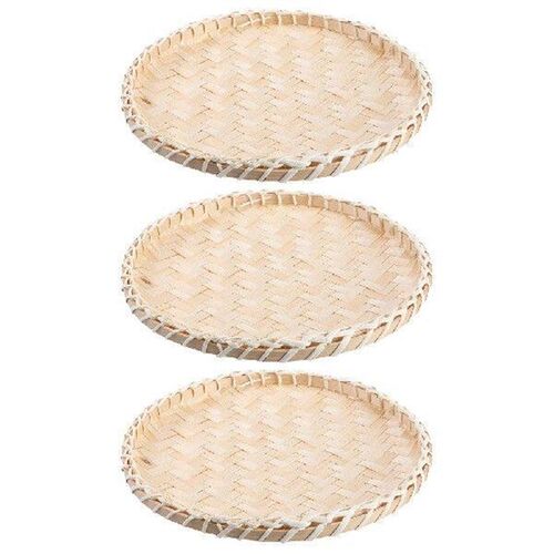 3pcs Bamboo Woven Baskets Sturdy Compact Storage Snacks