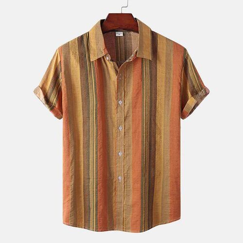 Mens Plus Size Cotton Polyester Summer Short Sleeve Shirt S