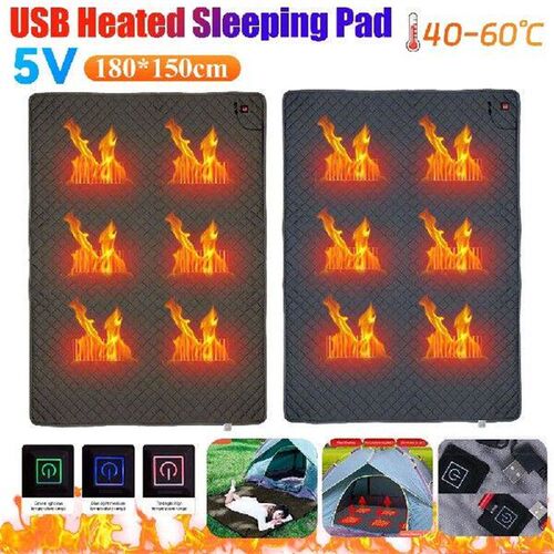 USB Electric Heating Pad Portable 6 Heated Areas Camping