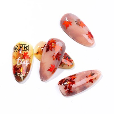 1 Box Maple Leaves Nail Art Sequins Holographic Glitter Flak