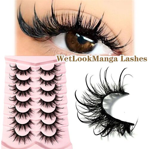 Manga Wet Look Lashes 7Pairs 3D Clear Band Lashes Natural Lo