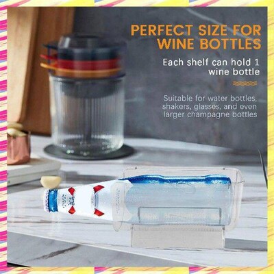 ABJJ 4Pcs Refrigerator Wine Holder,Clear Stackable Plastic