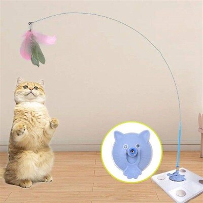 Bite Resistant Suction Cup Cat Teaser Stick Handheld