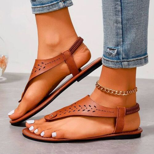 Sandals Women Large Size Hollow Toe Clip Flat Sandals for
