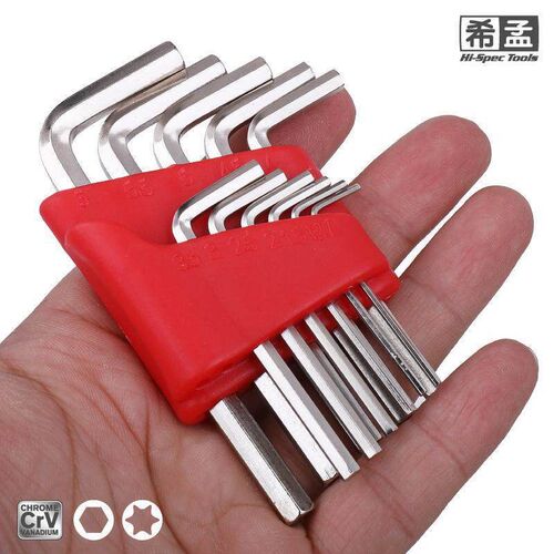 Hexagon socket wrench set, metric and imperial units.