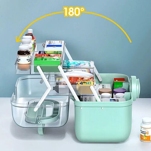 Large Capacity Family Medicine Organizer Box Portable First