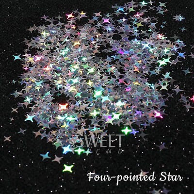 Holographic Star Four-pointed Star Nail Paillettes Sparkly L