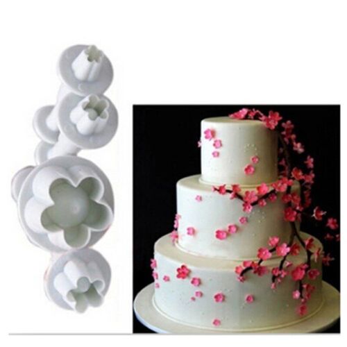 4Pcs/lot Plum Blossom Plunger Fondant Molds Cookie Cutter Se