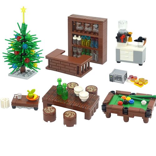 City Friend MOC Furniture Creative Bricks Desk Wardrobe Bed