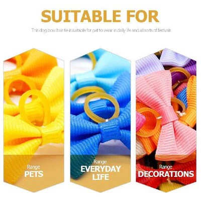 50 Pcs Pet Head Flower Headdress Puppy Bows Hair Ribbons