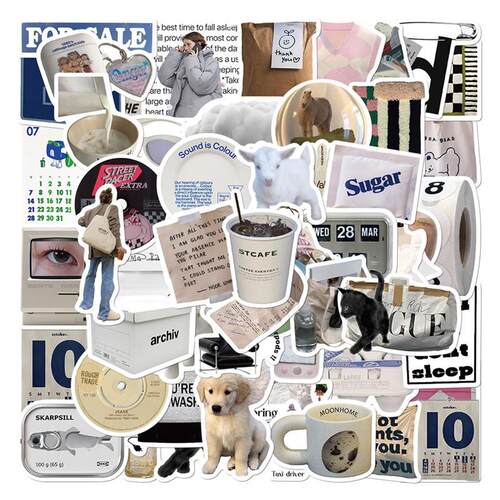 10/30/57pcs Vintage Ins Simple Cute ers Korean Cartoon Decal
