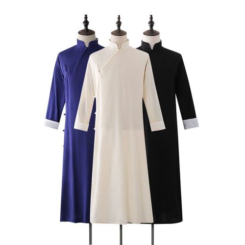 Loose Casual Long Shirt Vintage Cotton and Linen Mens Wear