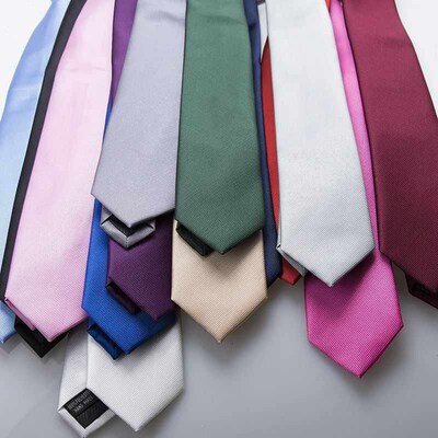Mens Business Jacquard Slim Tie, British Classic Solid Colo
