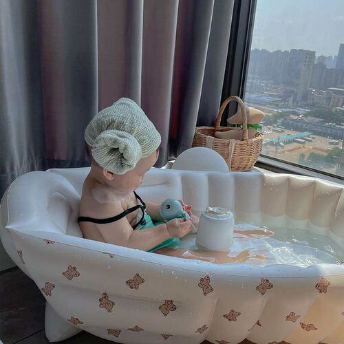 Nordic style baby bath tub pvc inflatable bathtub portable b