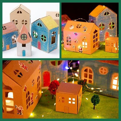 Children  Handmade Decoration Paper House Assembled Hous