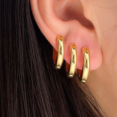 Simple Geometric Cshaped Earring Sets 3 Pairs Fashionable Hi