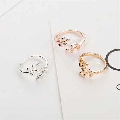 Charms Two colors Olive ree Branch Leaves Open Ring for Wome