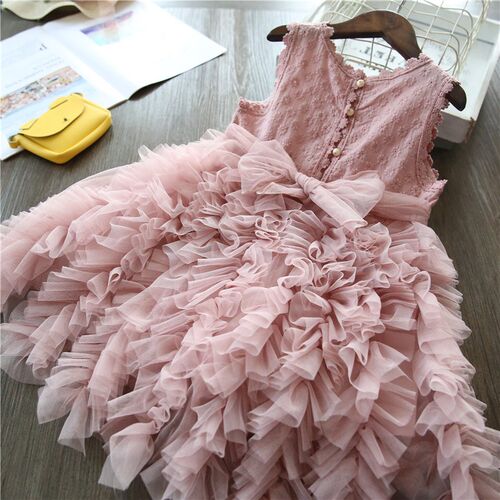 Lace Girls Princess Dress Fluffy Cake Smash Dresses Kids Chr