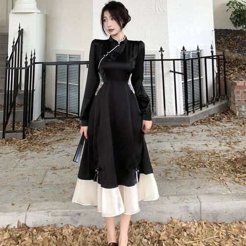 2023 Chinese Improved Cheongsam Embroidered Party Dresses fo