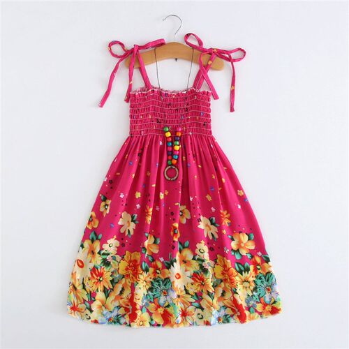 Summer Girls Floral Dress Sling Ruffles Bohemian Beach Princ