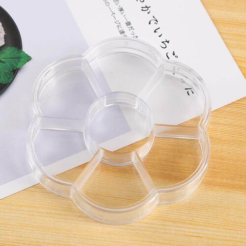 7-Cell Plum Blossom Box for Nail Art Accessories, Round Tran