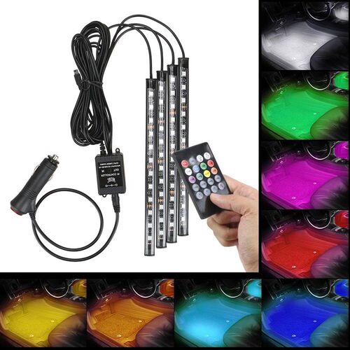 LED Car Foot Light Remote/Voice Control Ambient Lamp Auto De