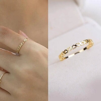 Huitan Exquisite Heart to Heart Finger Rings Women Simple St
