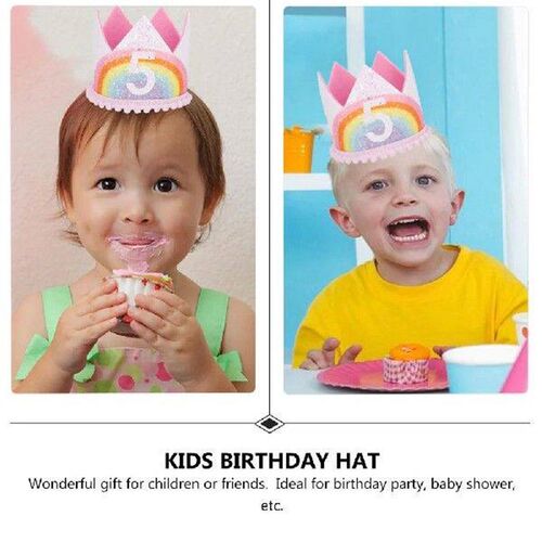 Rainbow Birthday Crowns Lace Hair Band Ribbons Kids Girl