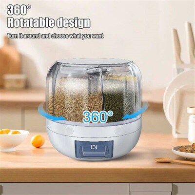Rice Grain Dispenser 360 Degree Rotating Transparent Sealed