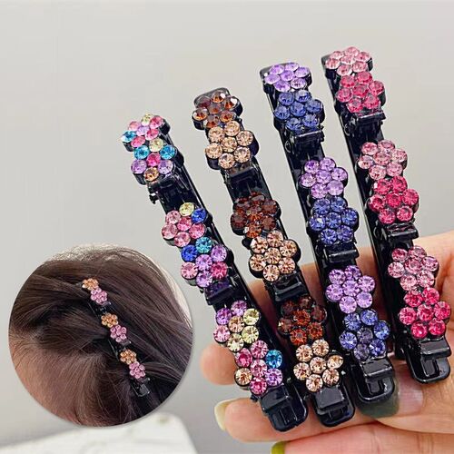 1PC Fashion Women Pearls Flower Braid Hairpins Bangs Hold Ba