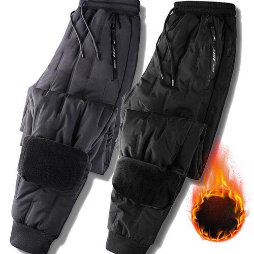Fleece Jogger Mens Pts Straight Trousers Male Winter Warm