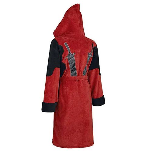 Movie Deadpool Bathrobe Adult Unisex Winter Warm Flannel Hoo