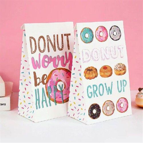 12pcs Donuts Gift Paper Bags Candy Cookies Packaging Boxes