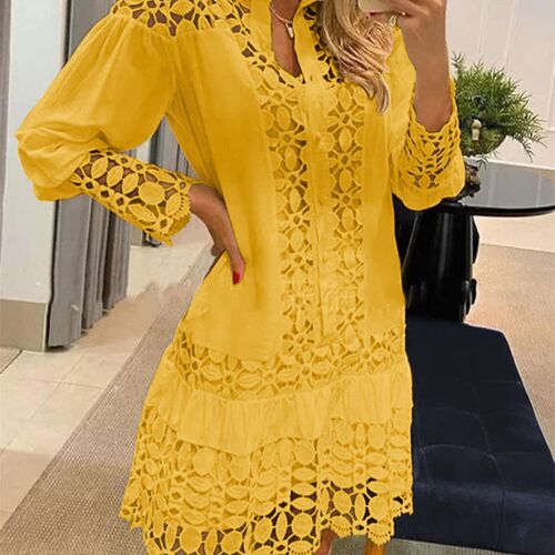 Spring Shirt Dress Guipure Lace Patch with Cami Dresses