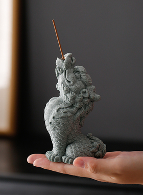 创意小麒麟线香插香托香器摆件卡通可爱泡泡龙鱼缸造景桌面装饰品