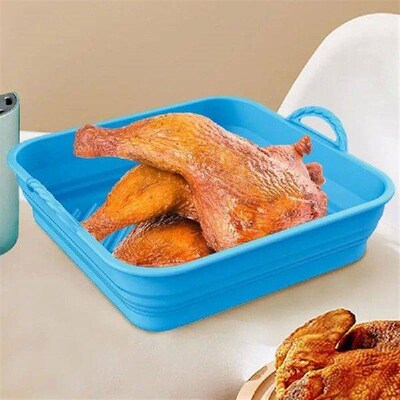 1pcs Airfryer Silicone Tray Square Oven Baking Tray Basket