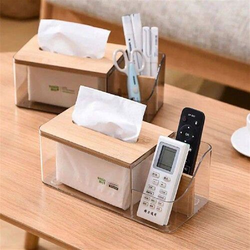 2 in1 Paper Towel Box Transparent Dust Cover Remote Control