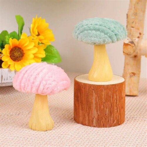 Cute Plush Mushroom Statue Colorful Realistic Gypsum Small