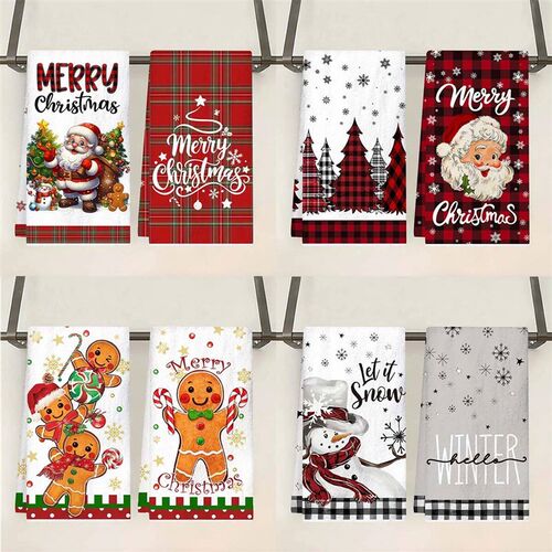 2pc Chritma Kitchen Towel Buffalo Plaid Xma Hand Towel Chrit