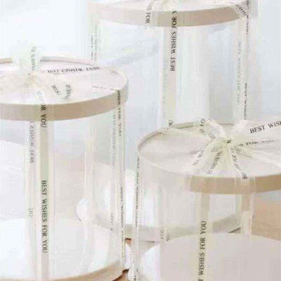 5pcs Round Cake Box Clear Cylindrical Pattern Transparent T