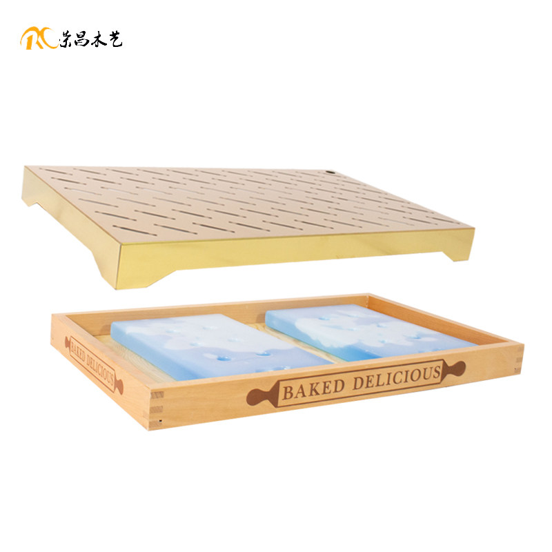 面包烘焙展示架冰盘不锈钢晾网盘陈列道具欧包冷架实木托盘