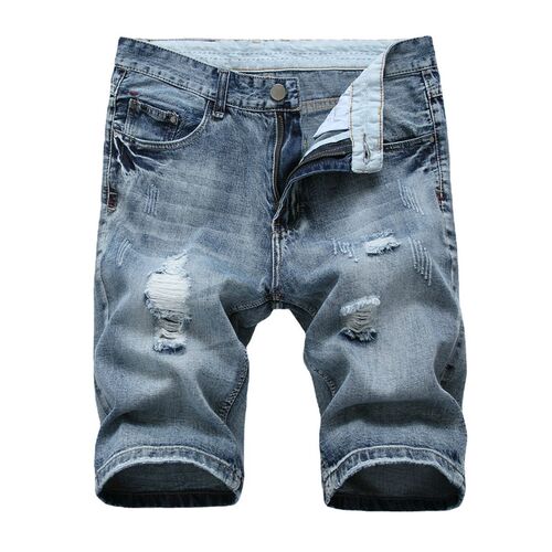 Mens Denim Shorts tton Ripped Light lor Mens Mid-pants Sli