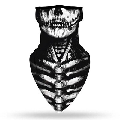 Halloween Skull Death Punk Scary Cosplay Face Mask Neck Scar