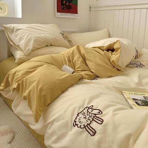 4 pcs bed sheets set beddings cotton flat sheet pillowcases